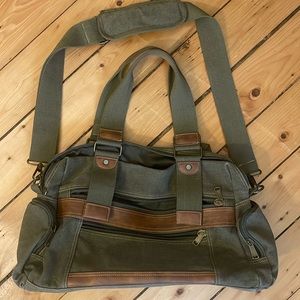 Green Canvas overnight bag